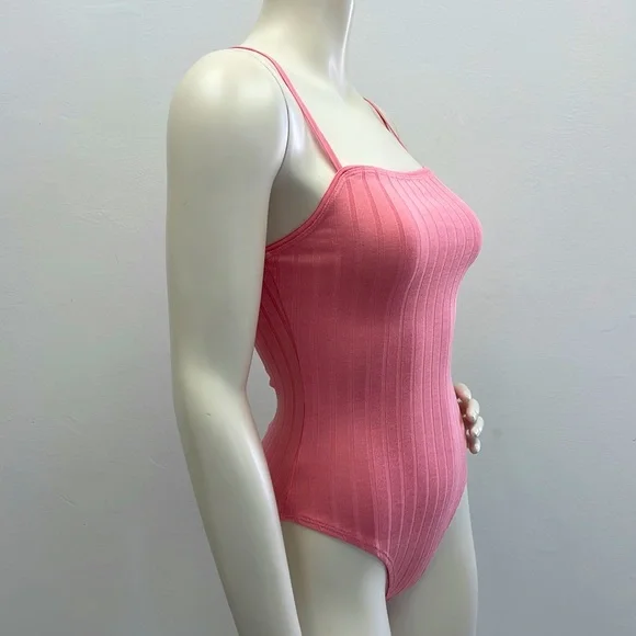 NEW • Pink Rib Knit Bodysuit - Picture 2 of 14